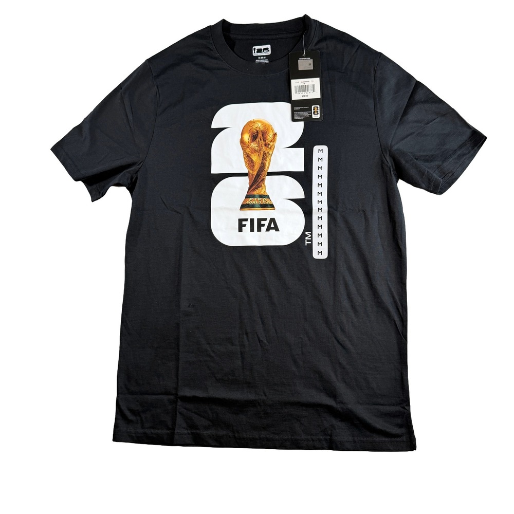 FIFA‎ World Cup 2026 Mens T-Shirt Short Sleeve Trophy Graphic Tee Black Medium